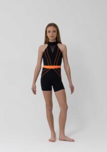 britney biketard black neon orange
