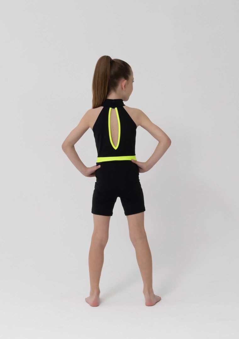 britney biketard black neon yellow