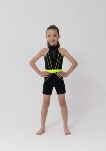 britney biketard black neon yellow
