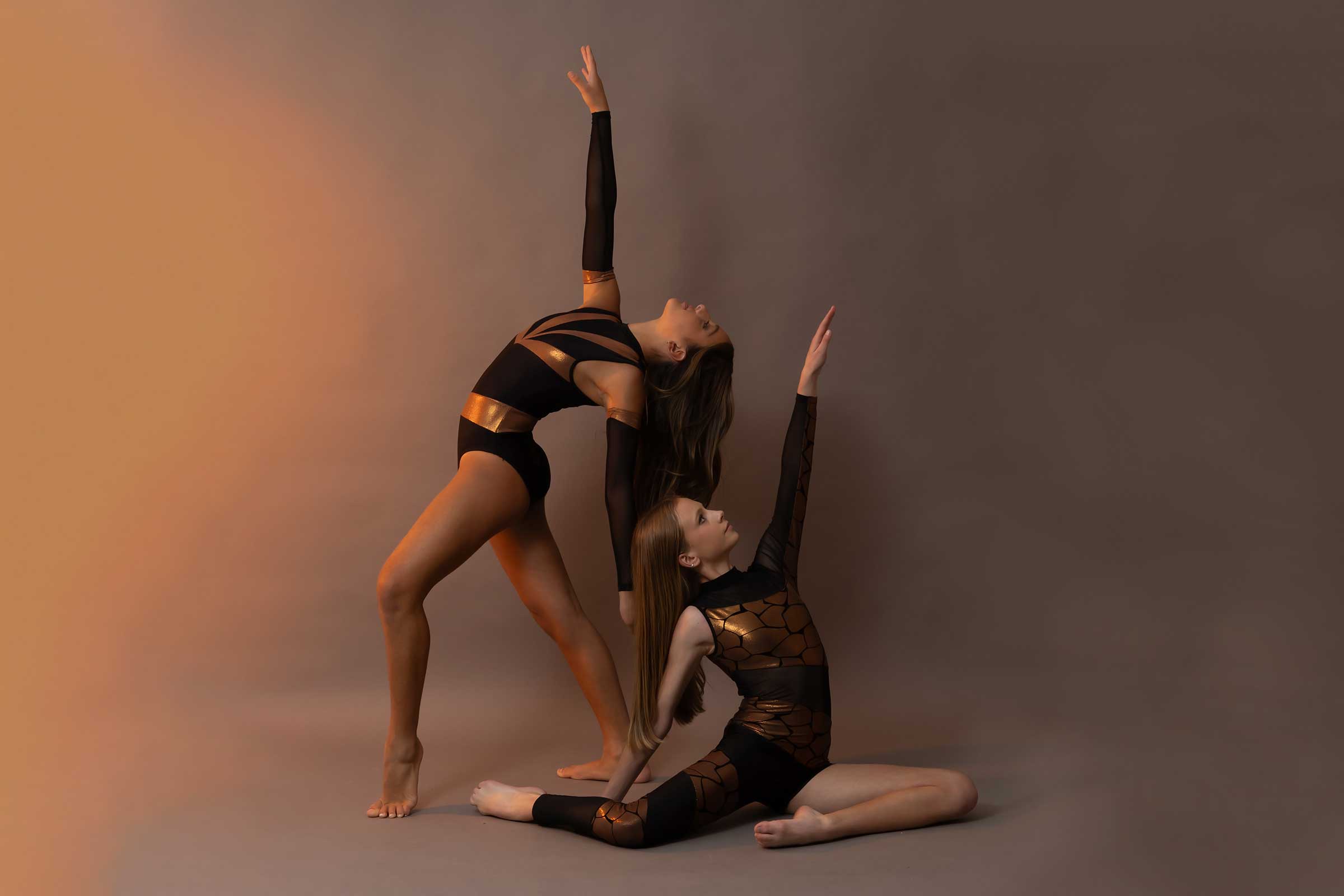 black and brass dance leotard costume