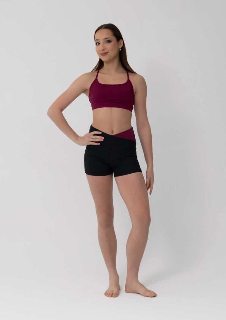 zella crop top mahogany burgundy